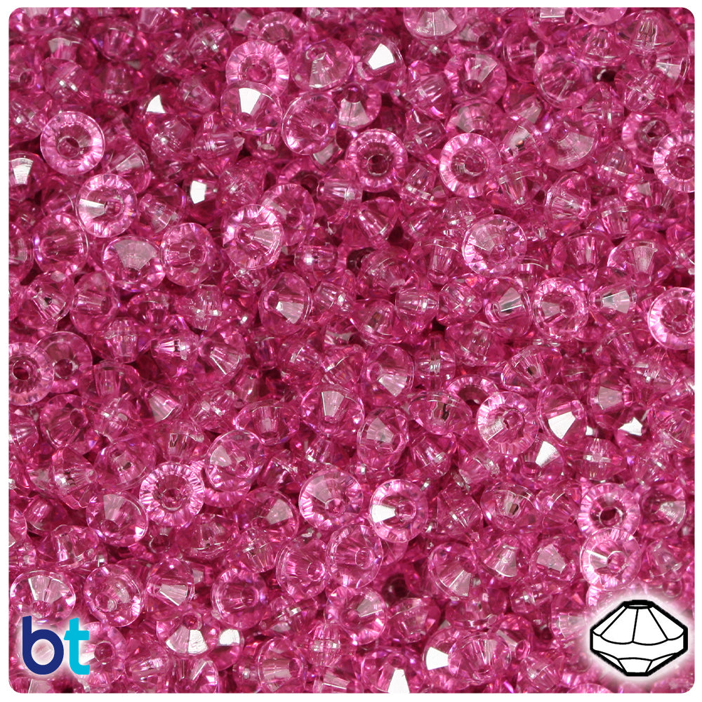 Fuchsia Transparent 6mm Faceted Rondelle Plastic Beads (1350pcs)