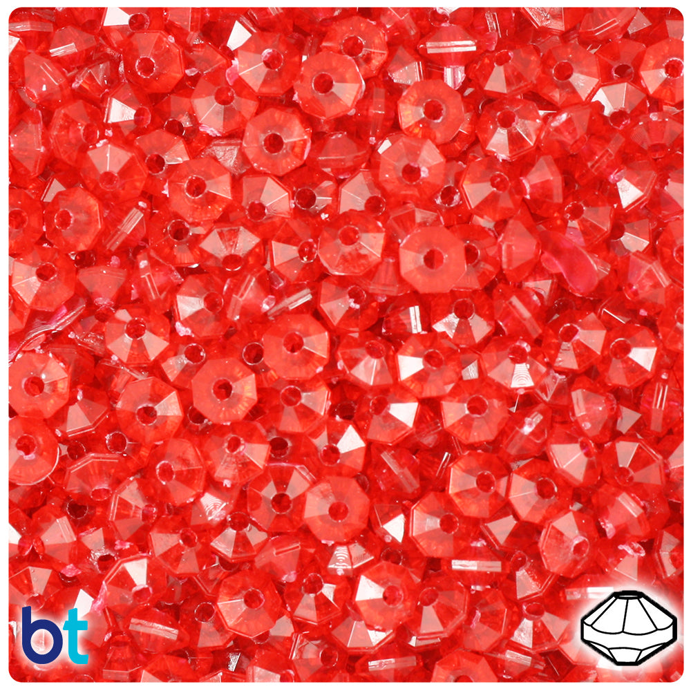 Ruby Transparent 6mm Faceted Rondelle Plastic Beads (1350pcs)