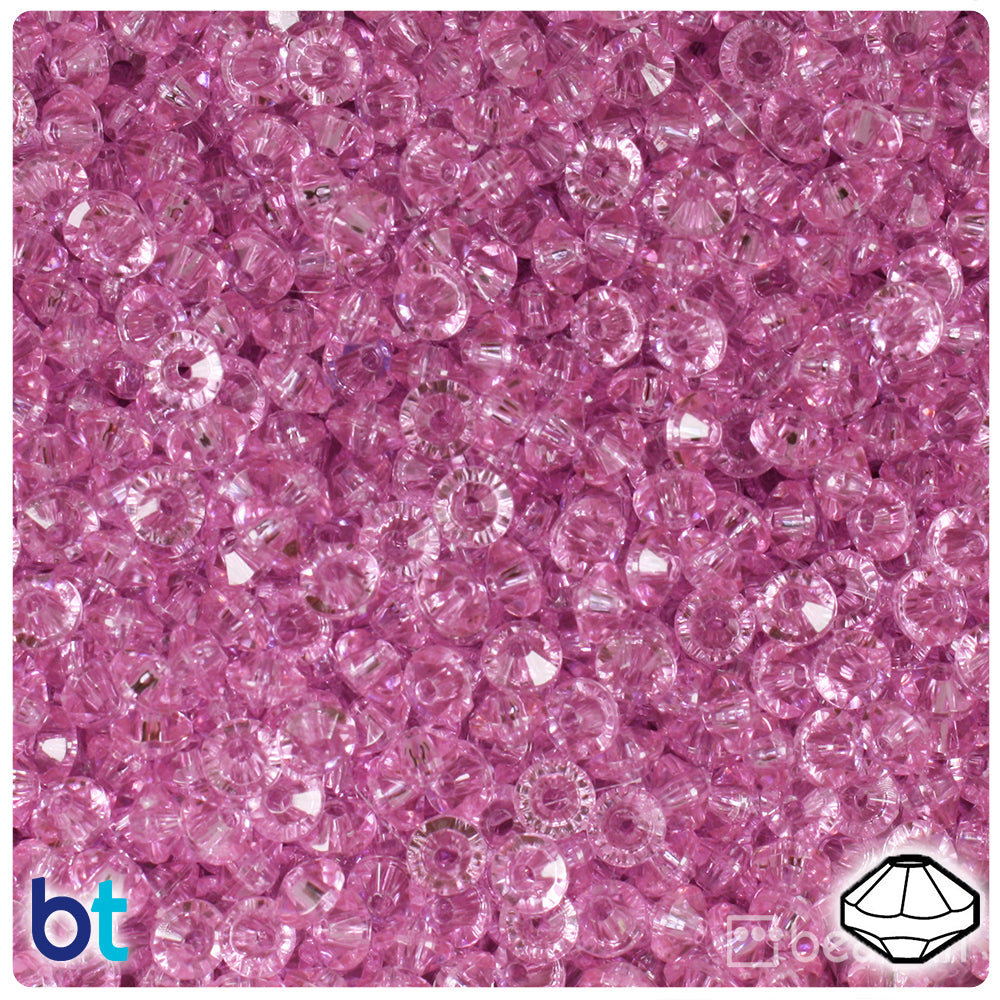 Light Fuchsia Transparent 6mm Faceted Rondelle Plastic Beads (1350pcs)