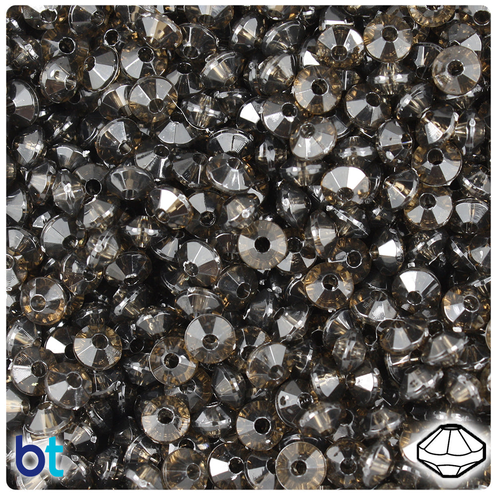 Jet Transparent 6mm Faceted Rondelle Plastic Beads (1350pcs)