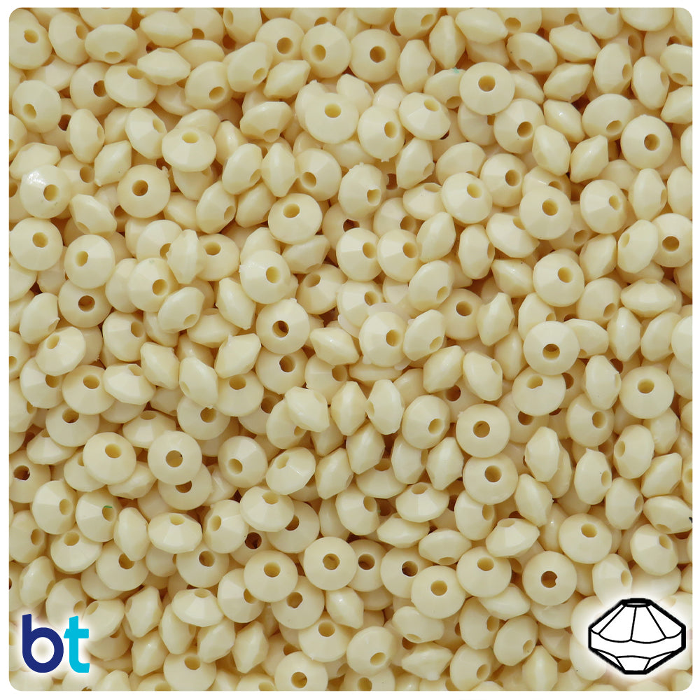 Ivory Opaque 6mm Faceted Rondelle Plastic Beads (1350pcs)