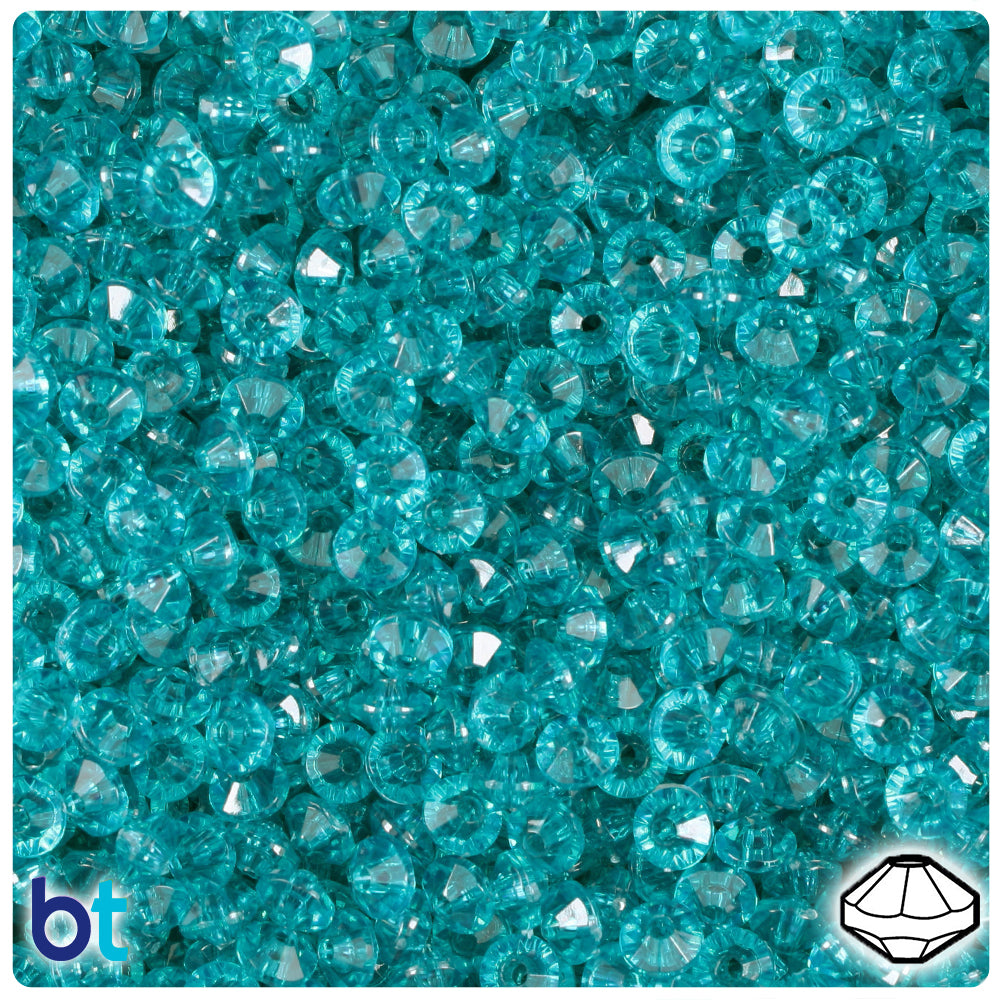 Teal Transparent 6mm Faceted Rondelle Plastic Beads (1350pcs)