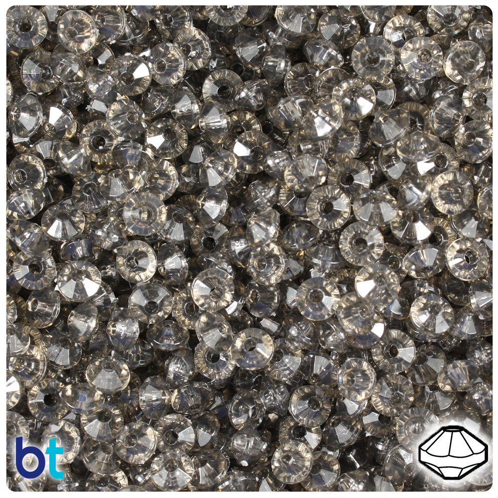 Smoke Transparent 6mm Faceted Rondelle Plastic Beads (1350pcs)