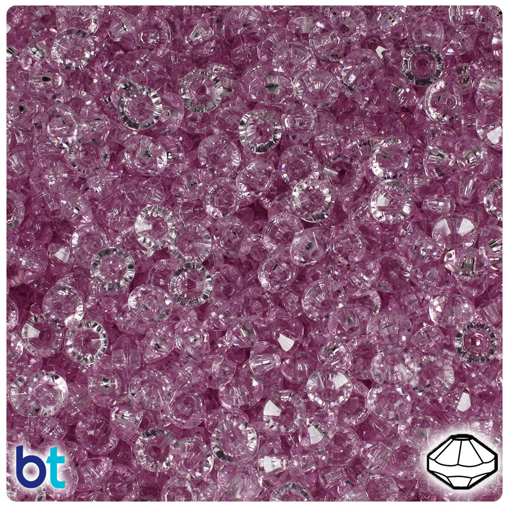 Pale Fuchsia Transparent 6mm Faceted Rondelle Plastic Beads (1350pcs)