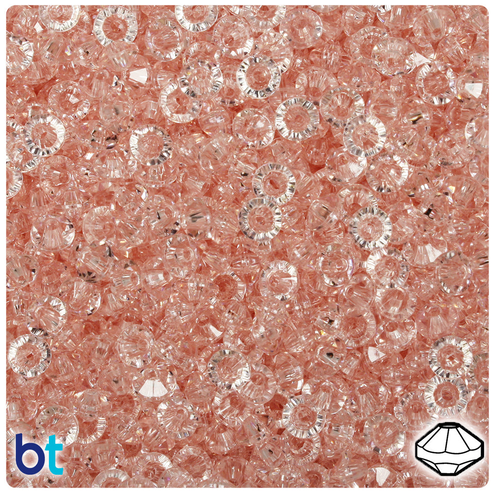 Light Coral Transparent 6mm Faceted Rondelle Plastic Beads (1350pcs)