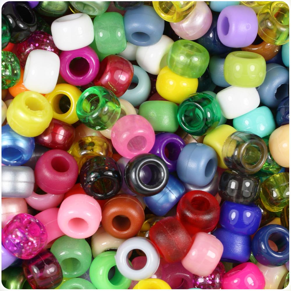 Randomly Mixed 9mm Barrel Pony Beads (100pcs)