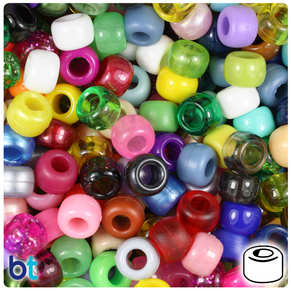 Randomly Mixed 9mm Barrel Pony Beads (500pcs)