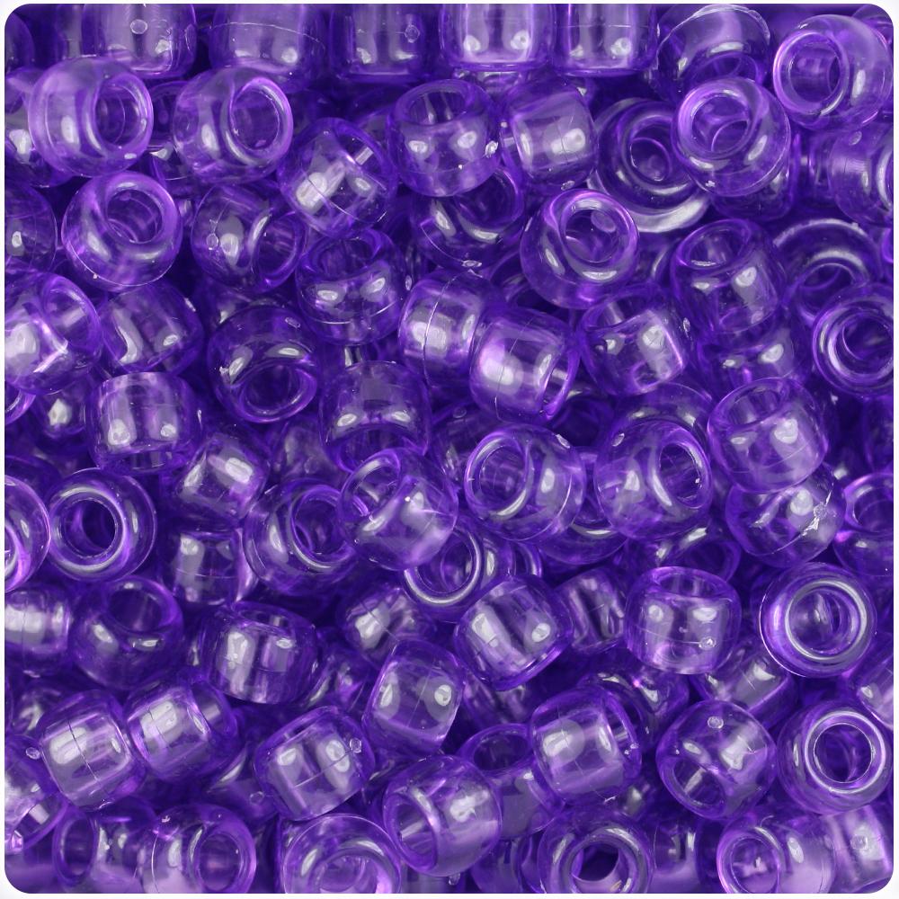 Amethyst Transparent 9mm Barrel Pony Beads (100pcs)