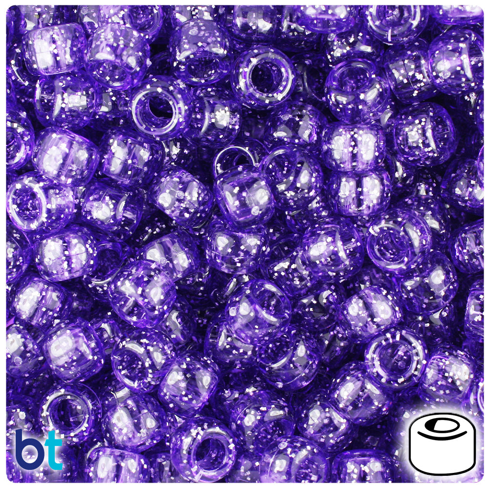 Amethyst Sparkle 9mm Barrel Pony Beads (500pcs)