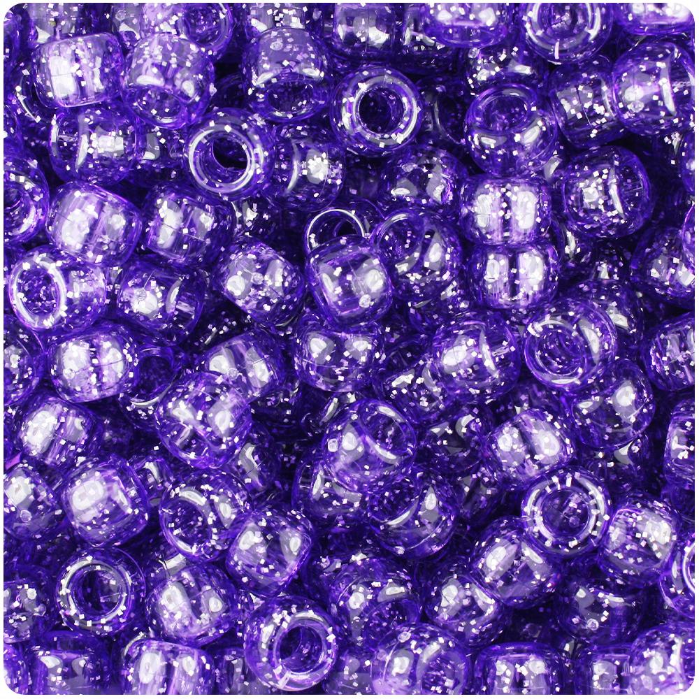 Amethyst Sparkle 9mm Barrel Pony Beads (100pcs)