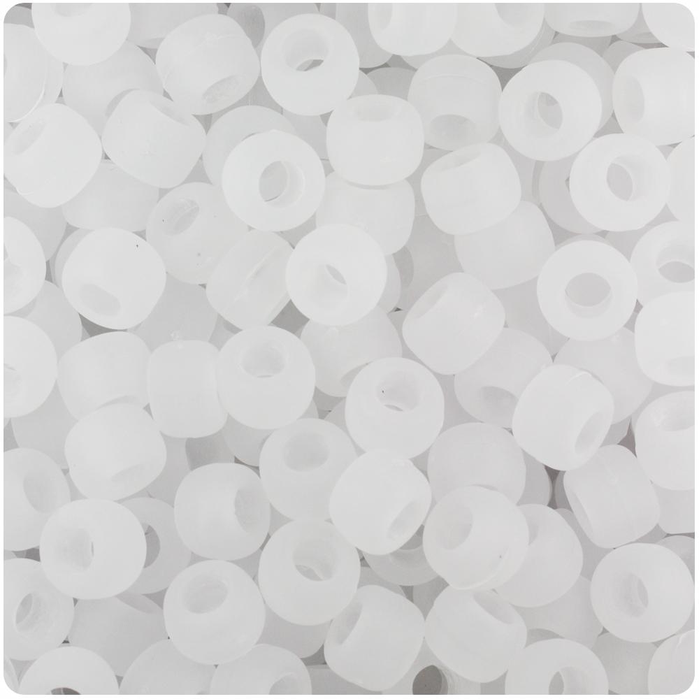 Ice Frosted 9mm Barrel Pony Beads (100pcs)