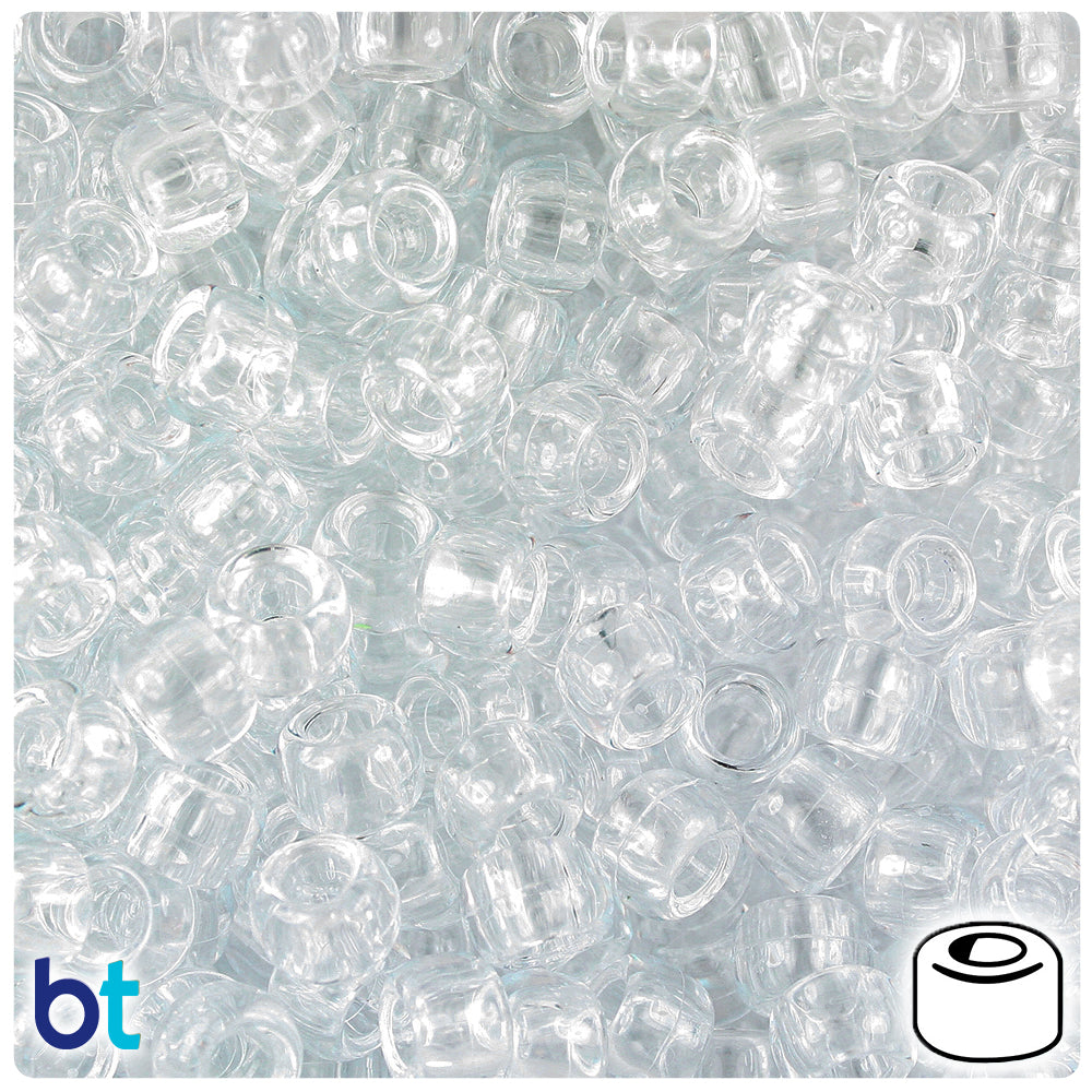 Crystal Transparent 9mm Barrel Pony Beads (100pcs)