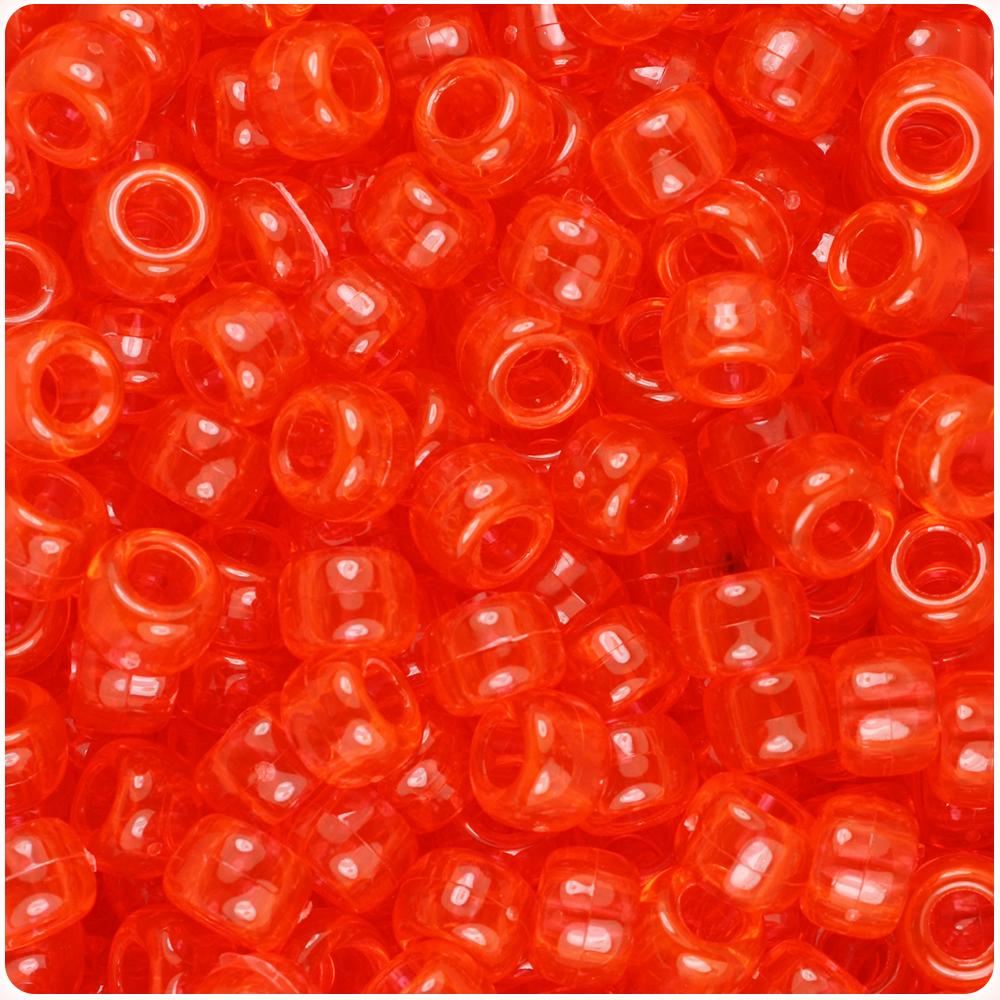 Hyacinth Transparent 9mm Barrel Pony Beads (100pcs)