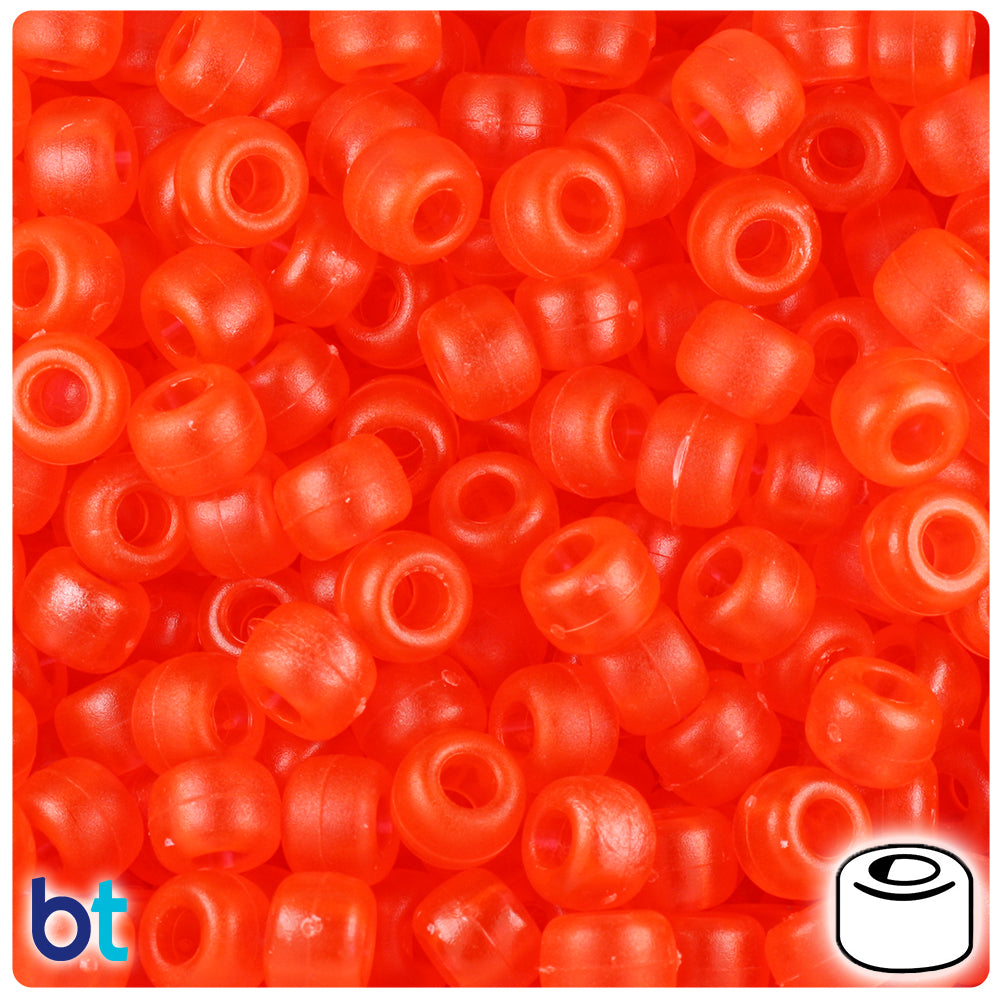 Hyacinth Frosted 9mm Barrel Pony Beads (500pcs)