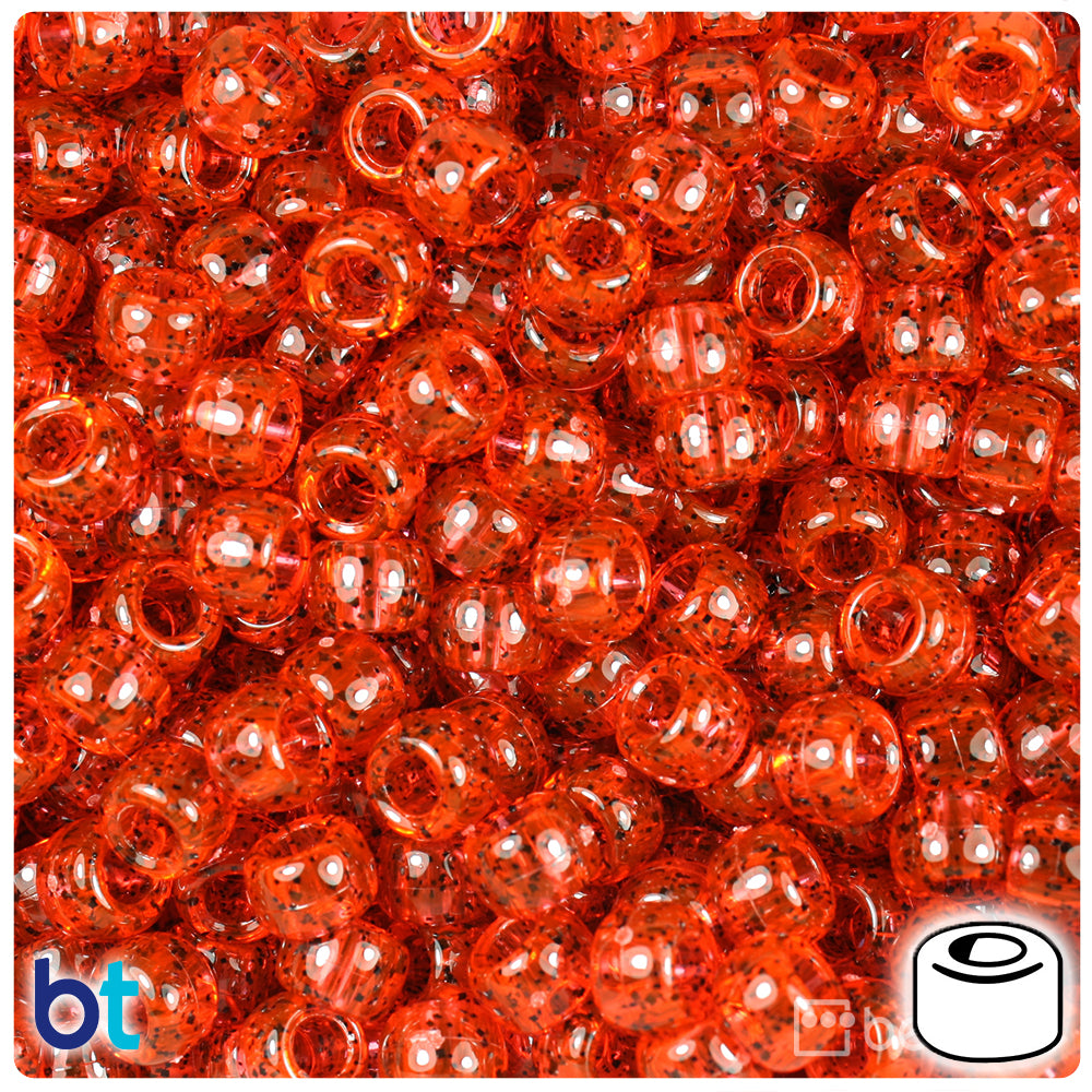 Hyacinth Black Sparkle 9mm Barrel Pony Beads (500pcs)