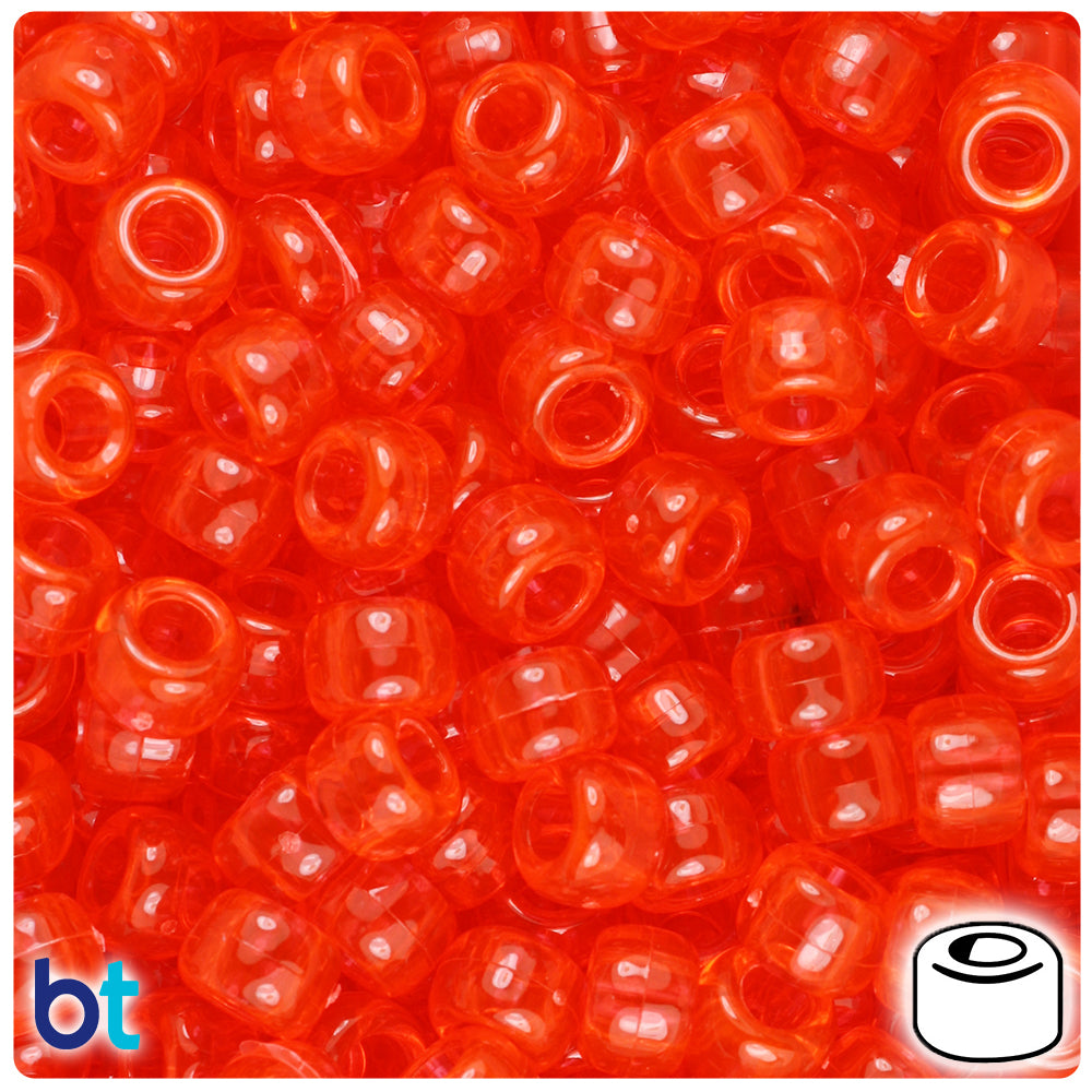 Hyacinth Transparent 9mm Barrel Pony Beads (500pcs)