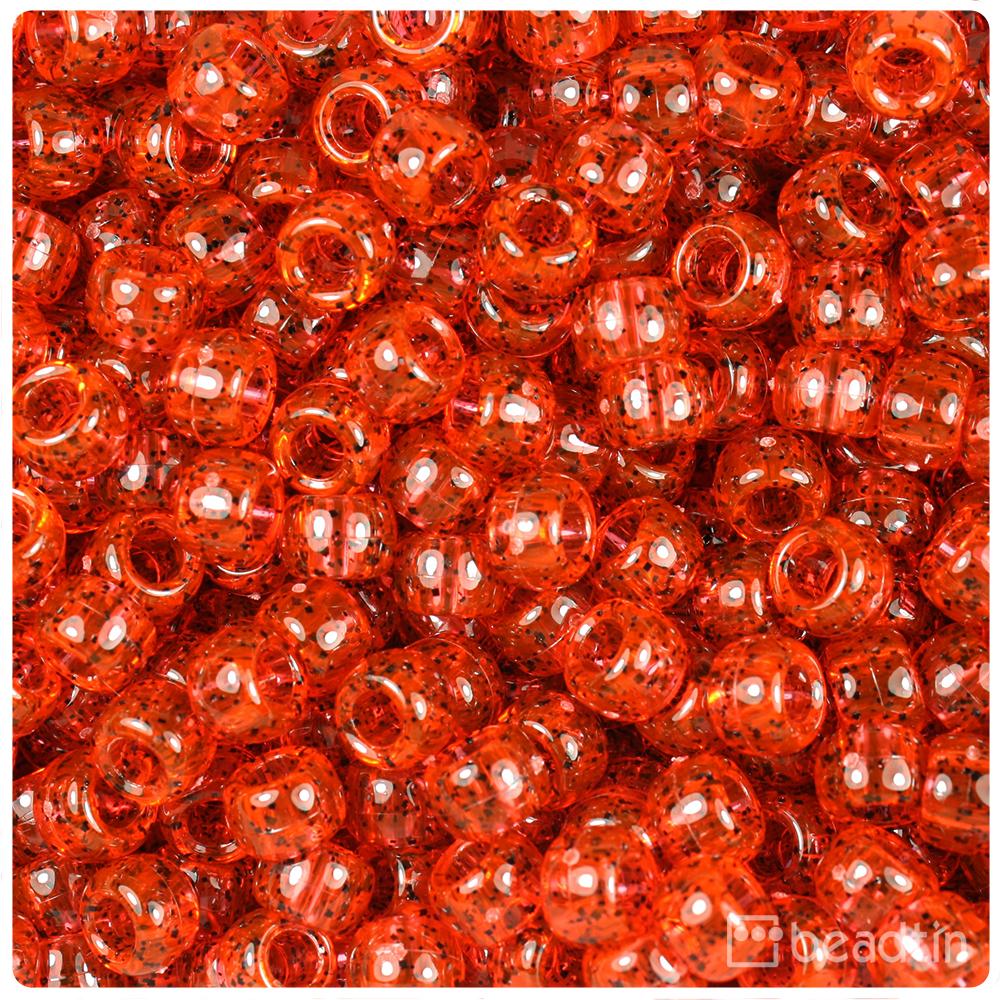 Hyacinth Black Sparkle 9mm Barrel Pony Beads (100pcs)