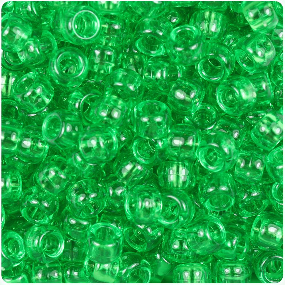 Mint Transparent 9mm Barrel Pony Beads (100pcs)