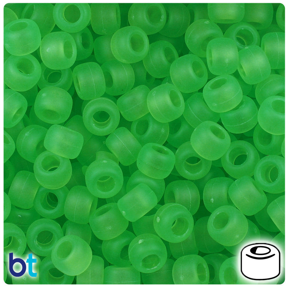 Mint Frosted 9mm Barrel Pony Beads (500pcs)