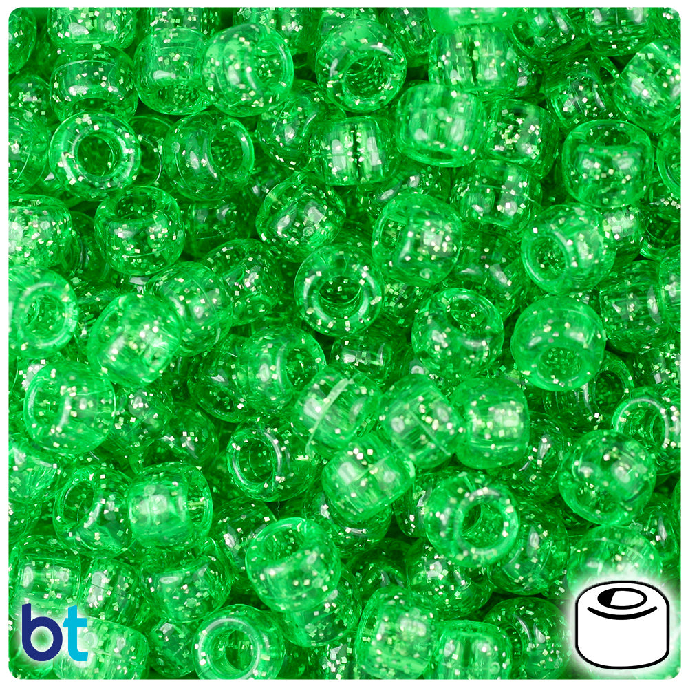Mint Sparkle 9mm Barrel Pony Beads (500pcs)