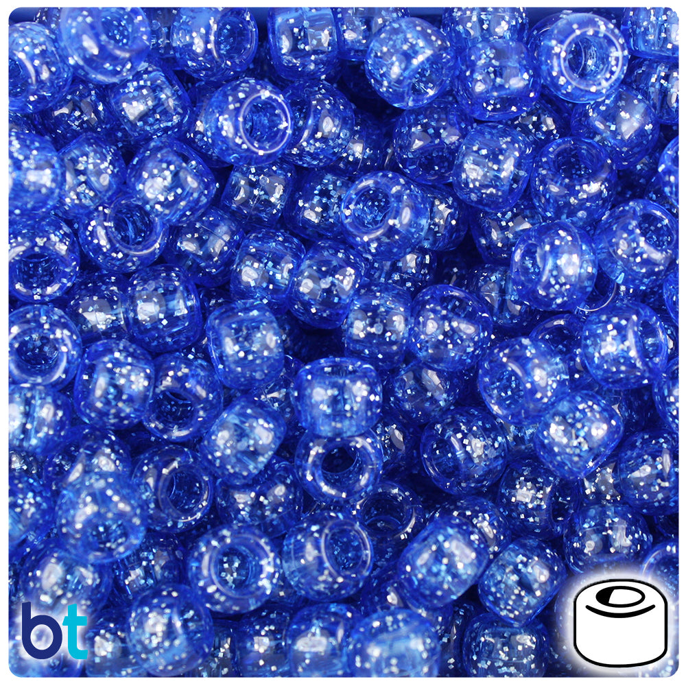 Dark Sapphire Sparkle 9mm Barrel Pony Beads (500pcs)