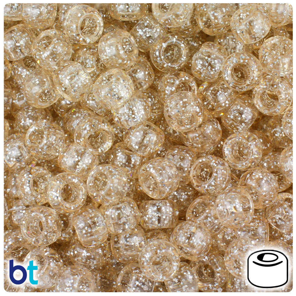 Champagne Sparkle 9mm Barrel Pony Beads (500pcs)