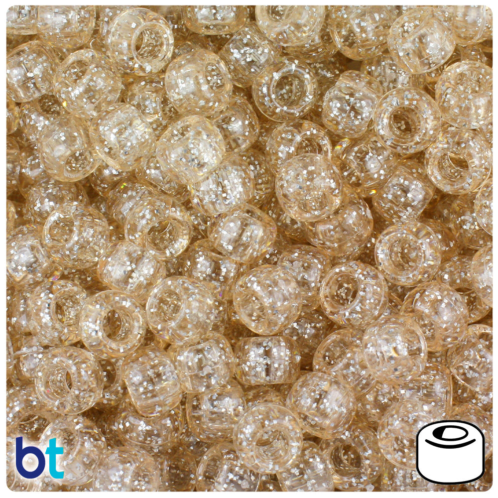 Champagne Sparkle 9mm Barrel Pony Beads (100pcs)