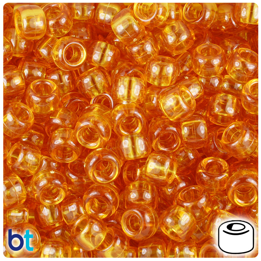 Topaz Transparent 9mm Barrel Pony Beads (500pcs)