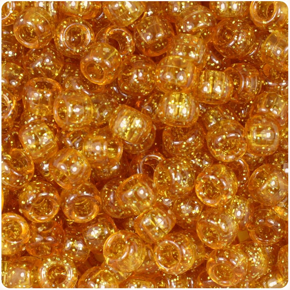 Topaz Sparkle 9mm Barrel Pony Beads (100pcs)