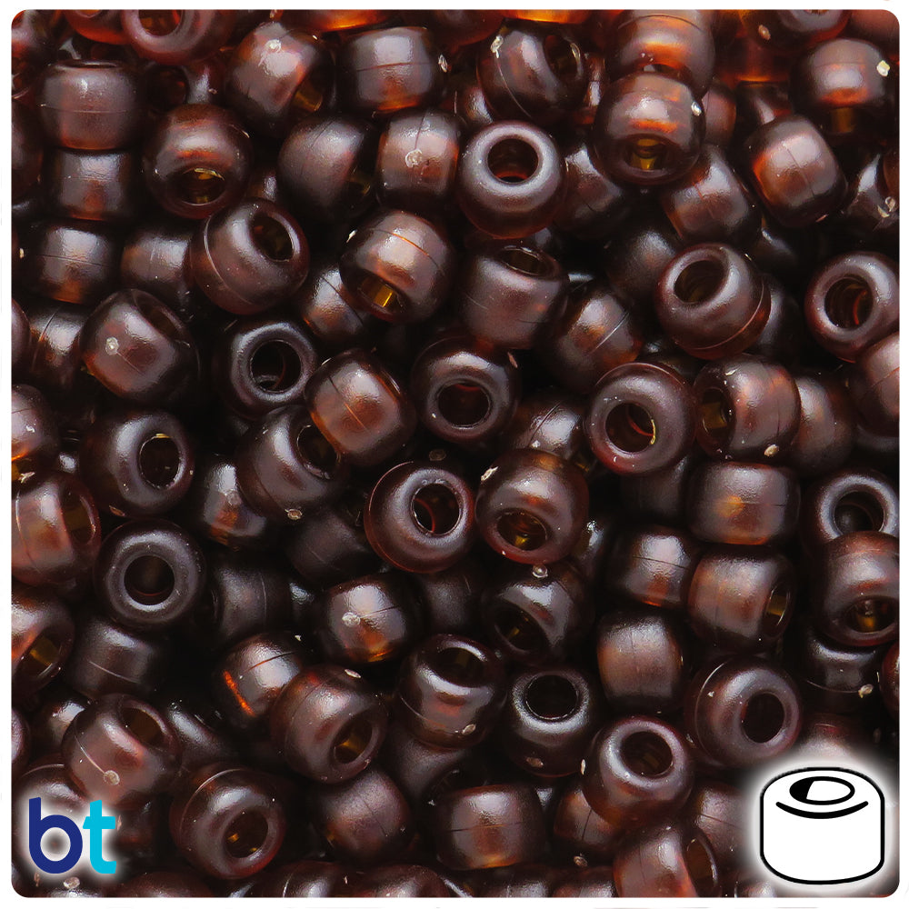 Root Beer Frosted 9mm Barrel Pony Beads (500pcs)