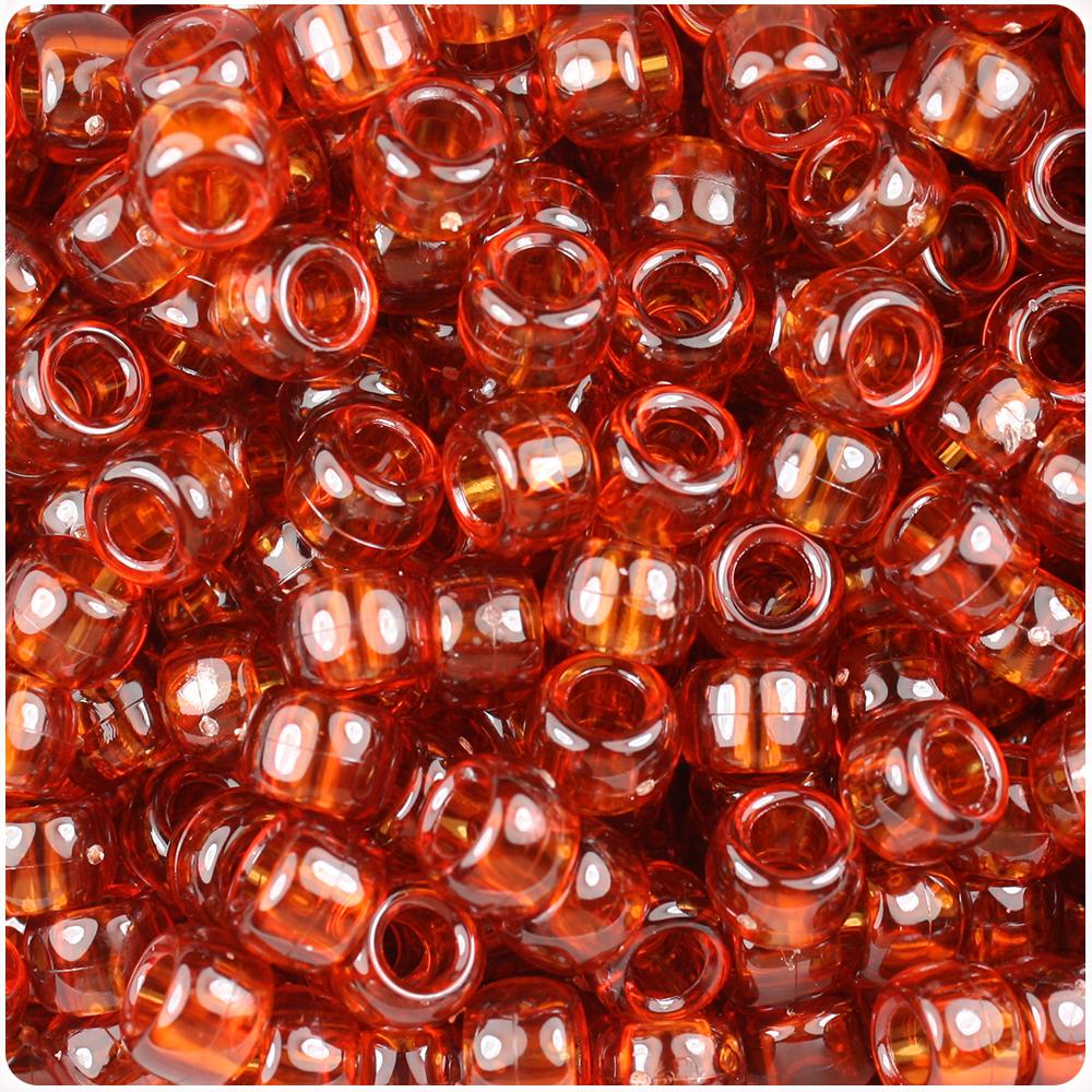 Tortoise Transparent 9mm Barrel Pony Beads (100pcs)
