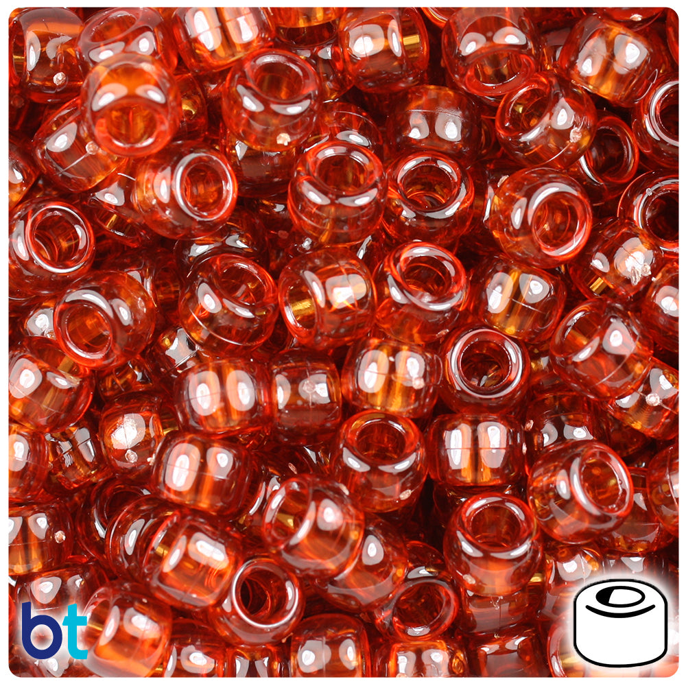 Tortoise Transparent 9mm Barrel Pony Beads (500pcs)
