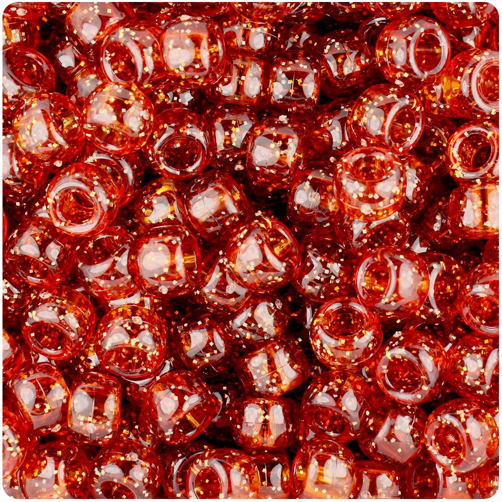 Tortoise Sparkle 9mm Barrel Pony Beads (100pcs)