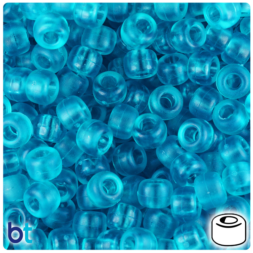 Turquoise Frosted 9mm Barrel Pony Beads (500pcs)