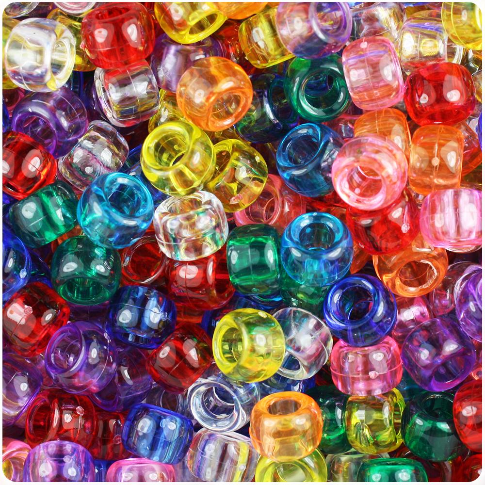 Transparent Mix 9mm Barrel Pony Beads (100pcs)