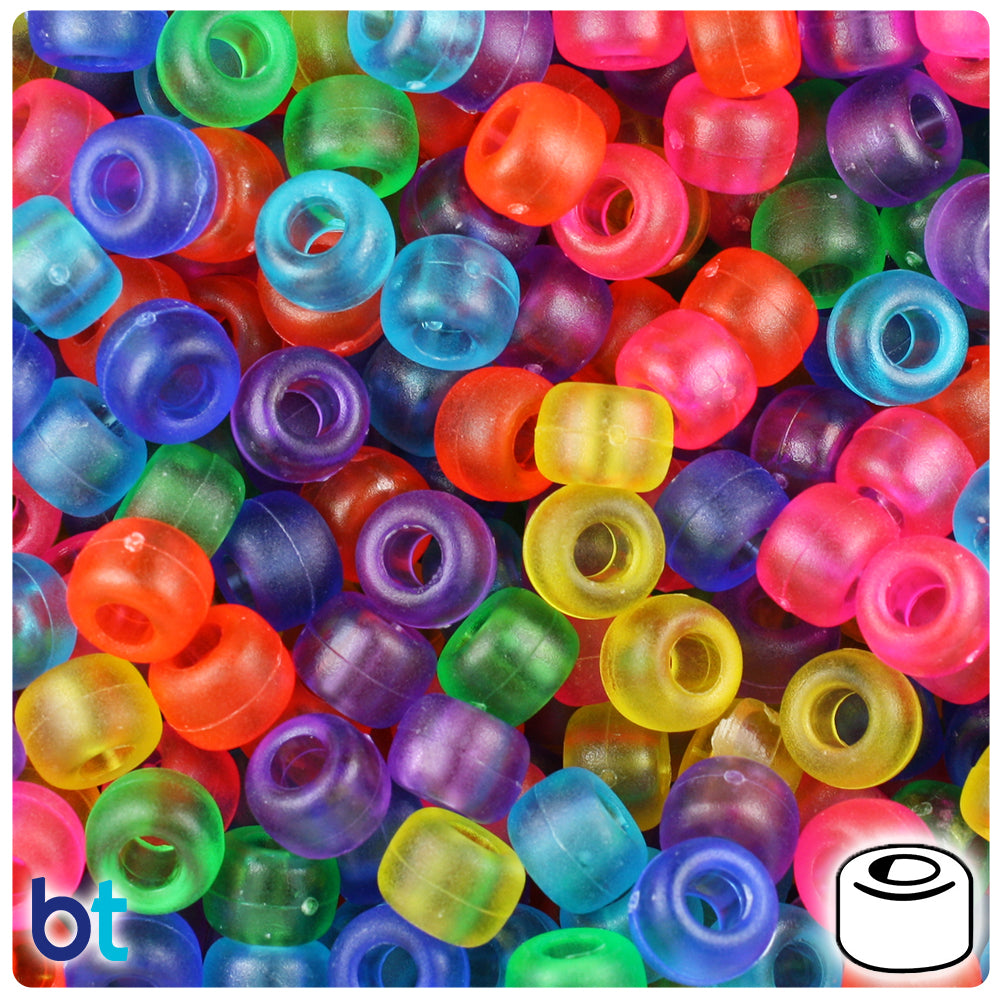 Jelly Frosted Mix 9mm Barrel Pony Beads (500pcs)