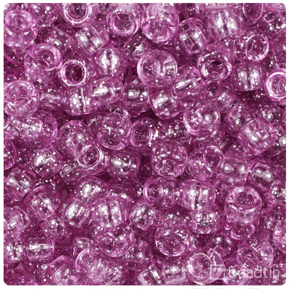 Light Fuchsia Sparkle 9mm Barrel Pony Beads (100pcs)