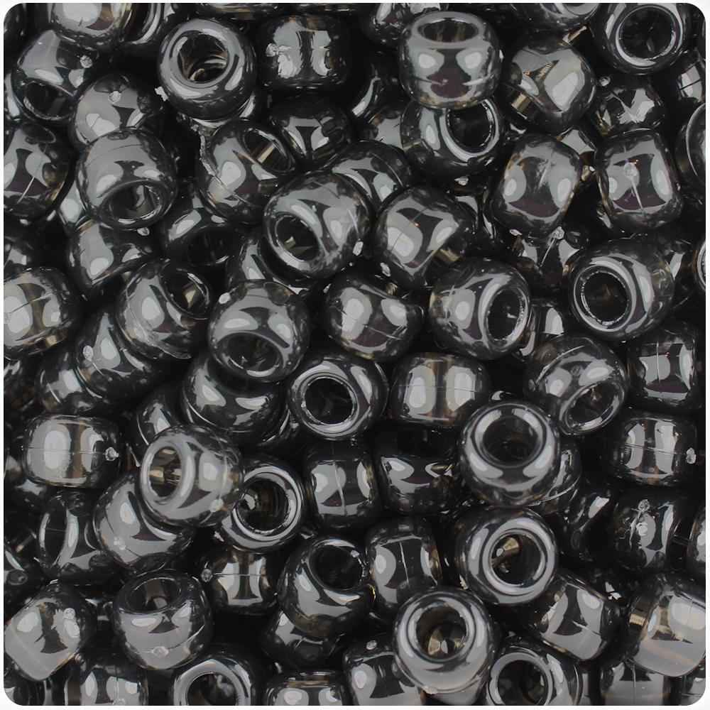 Jet Transparent 9mm Barrel Pony Beads (100pcs)