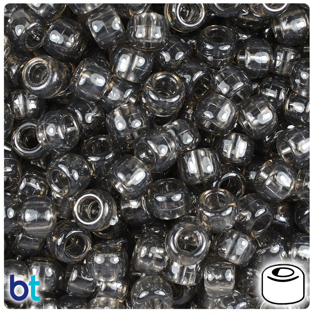 Jet Transparent 9mm Barrel Pony Beads (500pcs)
