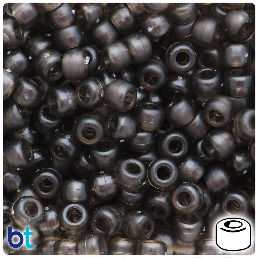 Jet Frosted 9mm Barrel Pony Beads (500pcs)