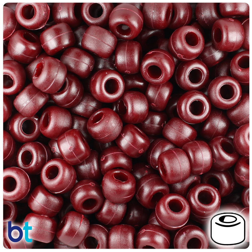 Cranberry Matte 9mm Barrel Pony Beads (500pcs)