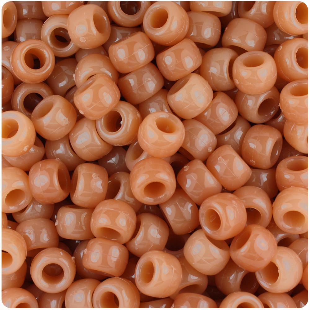 Bone Marbled 9mm Barrel Pony Beads (100pcs)