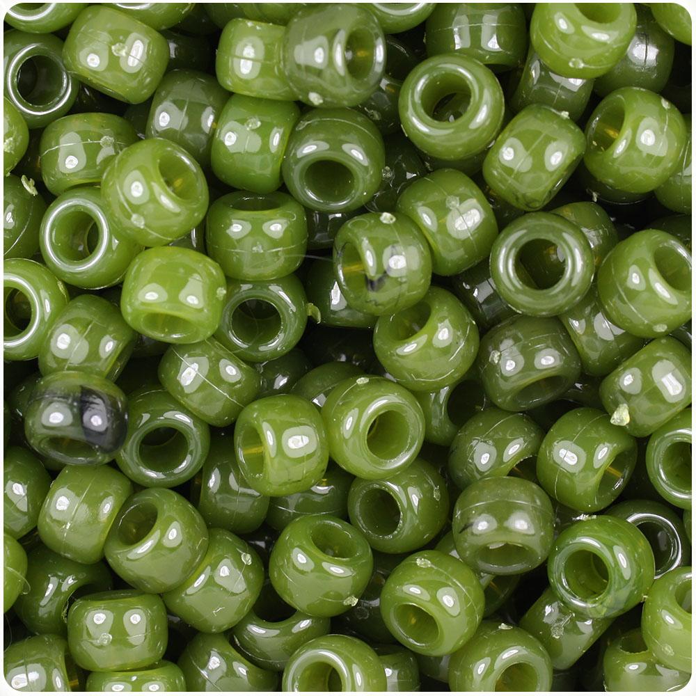 Jade Marbled 9mm Barrel Pony Beads (100pcs)