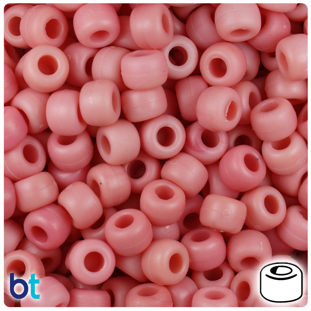 Rose Quartz Matte 9mm Barrel Pony Beads (500pcs)