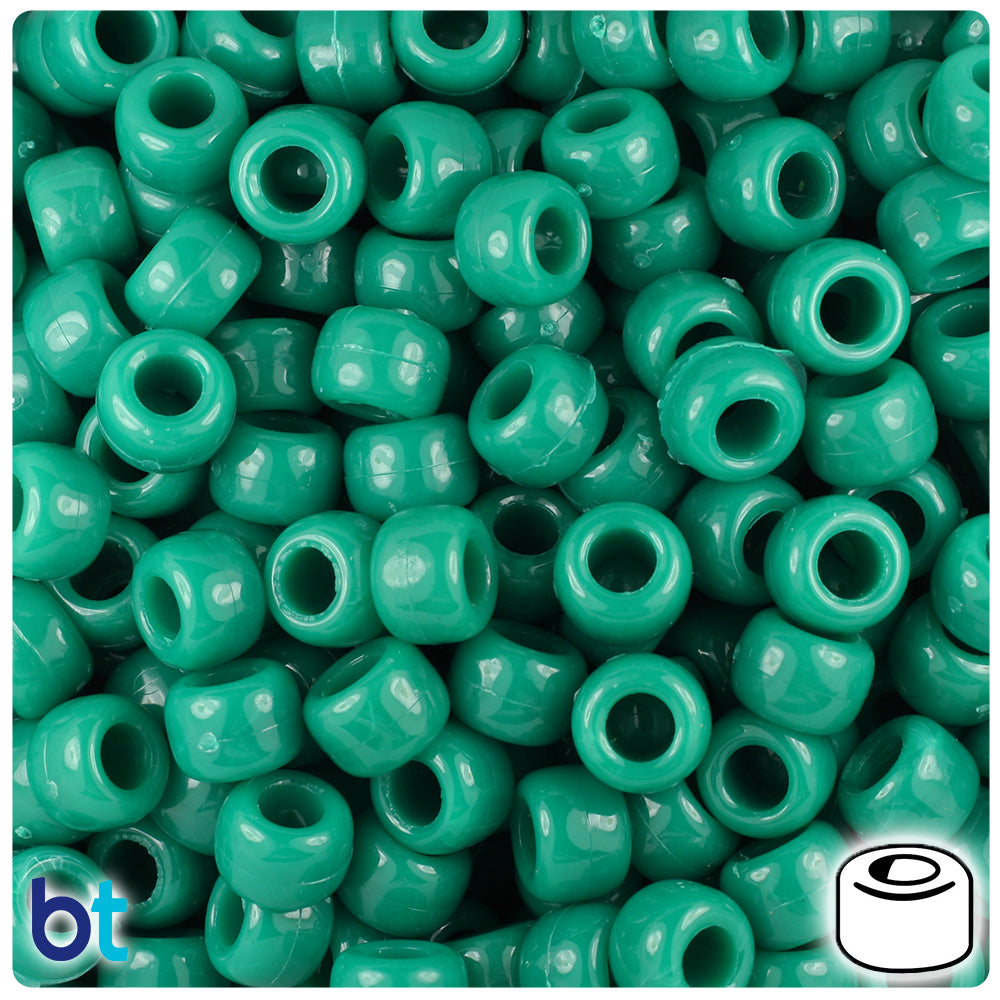 Marbled Green Opaque 9mm Barrel Pony Beads (500pcs)