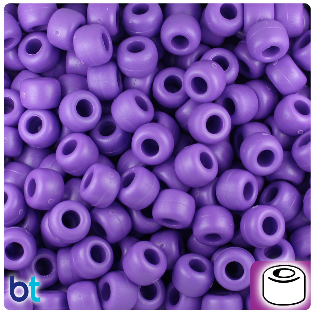 Dark Lilac Matte 9mm Barrel Pony Beads (500pcs)