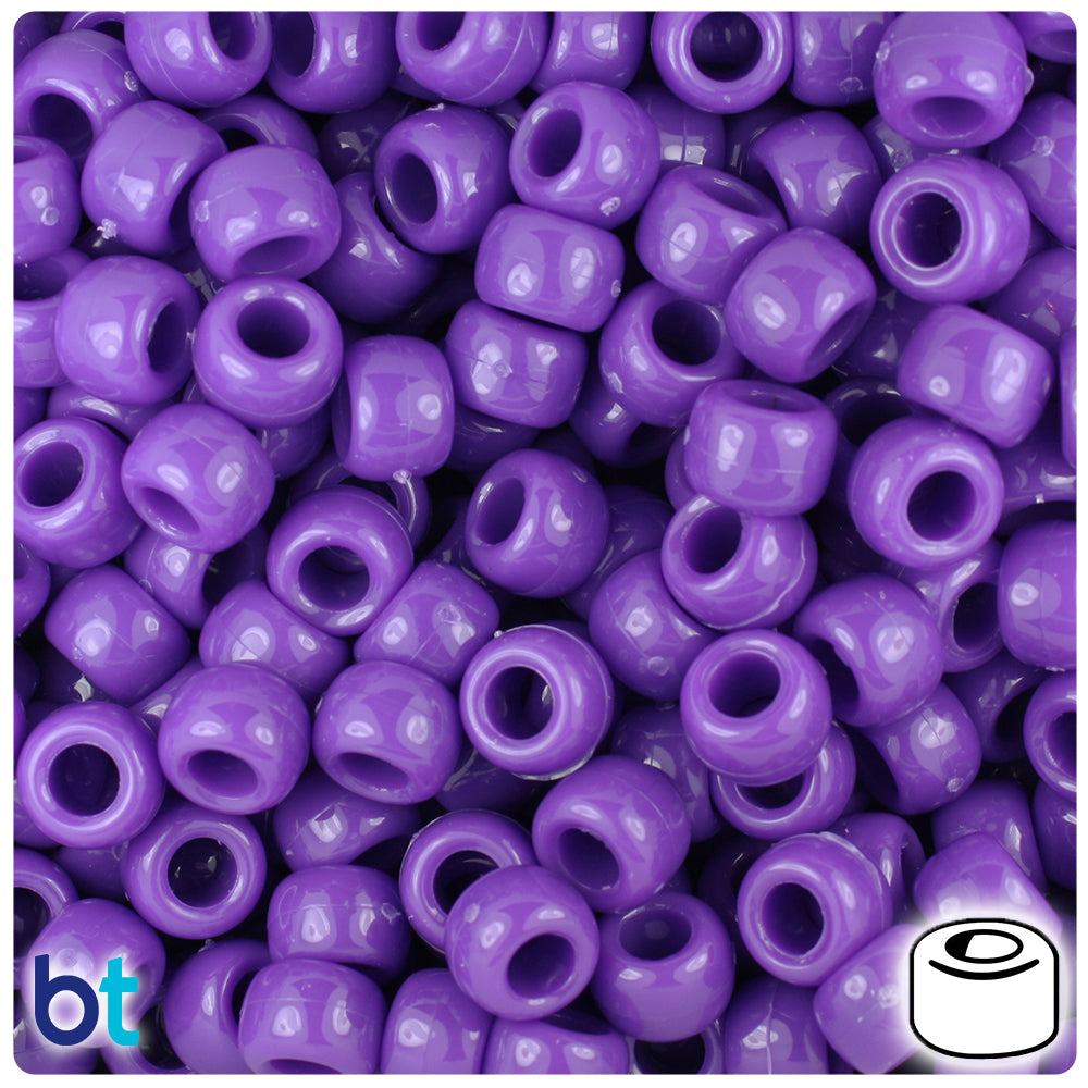 Dark Lilac Opaque 9mm Barrel Pony Beads (500pcs)