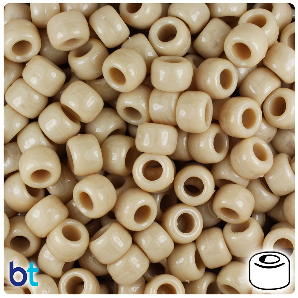 Dark Ivory Opaque 9mm Barrel Pony Beads (500pcs)