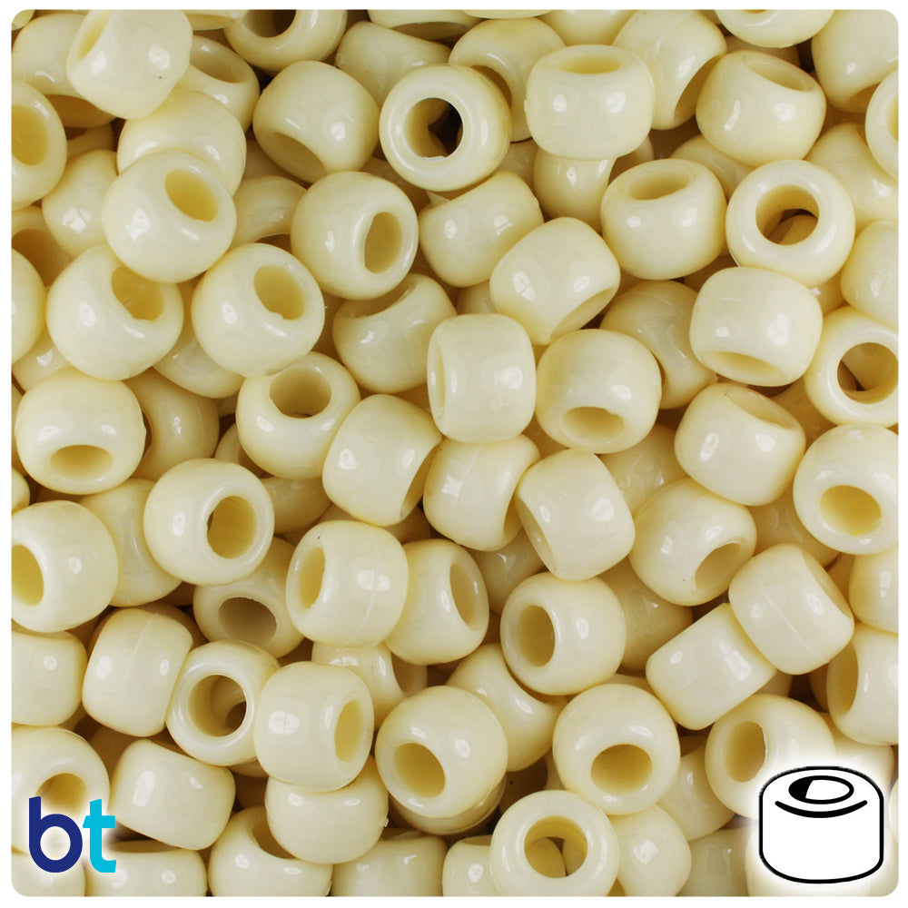 Ivory Opaque 9mm Barrel Pony Beads (500pcs)
