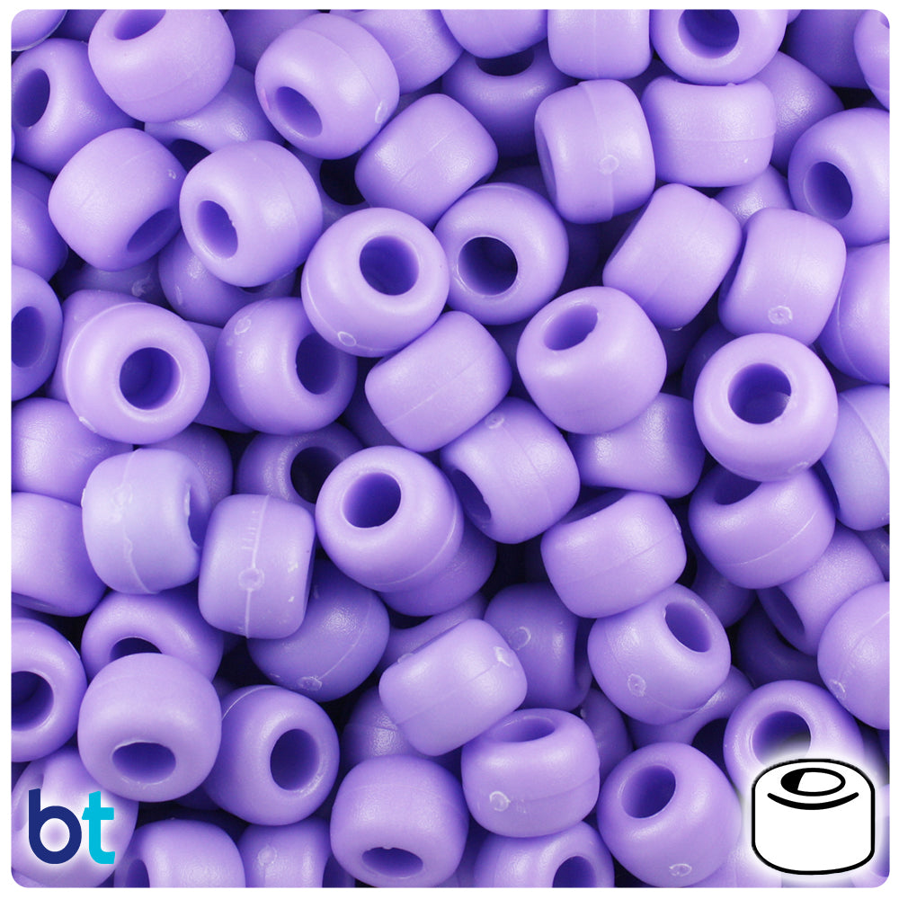 Lilac Matte 9mm Barrel Pony Beads (500pcs)